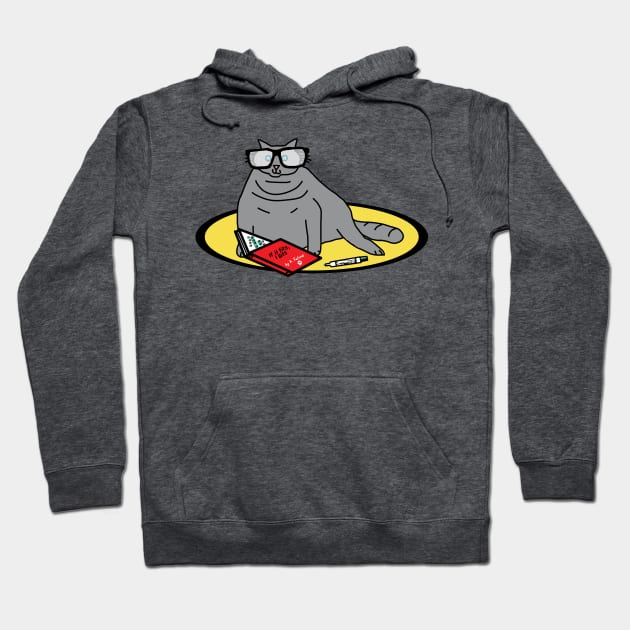 Funny Grey Cat Reads Book to Animals Who Listen Hoodie by ellenhenryart